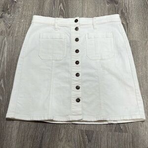 J. Crew  White Denim Button Front Skirt Size 10